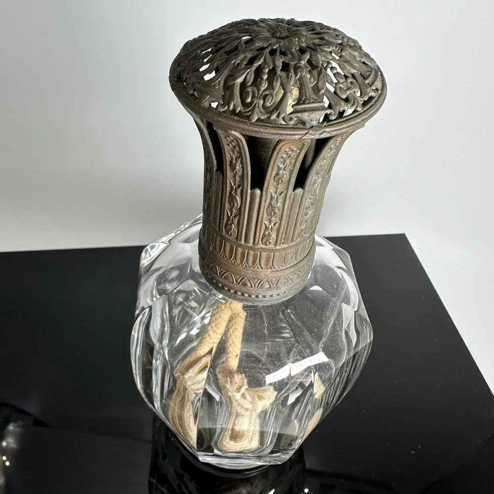 Antique Baccarat France Crystal Fragrance Lamp Berger Art Deco Paper Label 1930s
